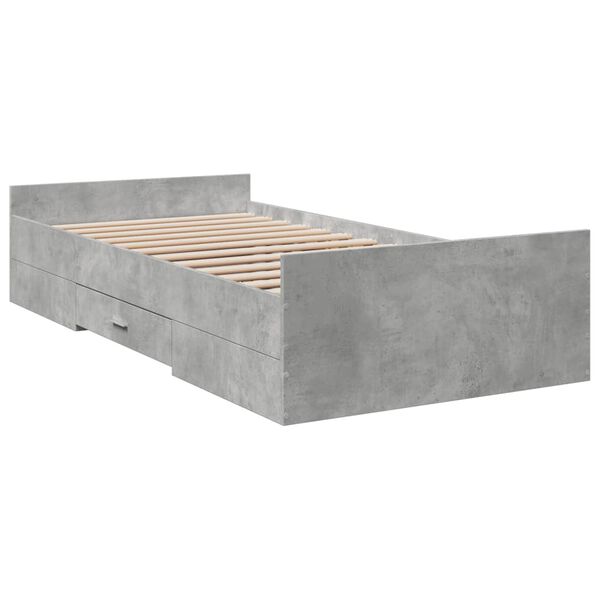 vidaXL Giroletto Cassetti Grigio Cemento 100x200 cm Legno Multistrato
