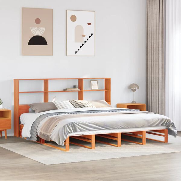 vidaXL Letto Libreria senza Materasso Marrone Cera 180x200 cm Legno