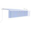 vidaXL Tenda Automatica Parasole LED Sensore Vento 5x3 m Blu Bianco