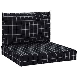 vidaXL Cuscini per Pallet 2 pz Motivo a Quadri Nero in Tessuto Oxford