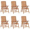 vidaXL Sedie Reclinabili da Giardino con Cuscini 6 pz Massello di Teak