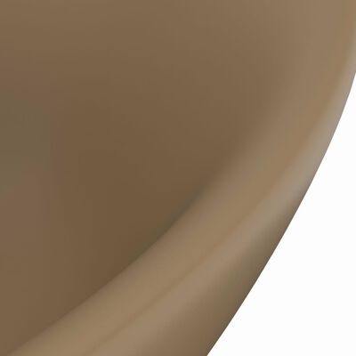 vidaXL Lavandino con Troppopieno Ovale Crema Opaco 58,5x39cm Ceramica