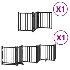 vidaXL Cancello per Cani Porta Pieghevole Nero 9 Pannelli 450cm Pioppo