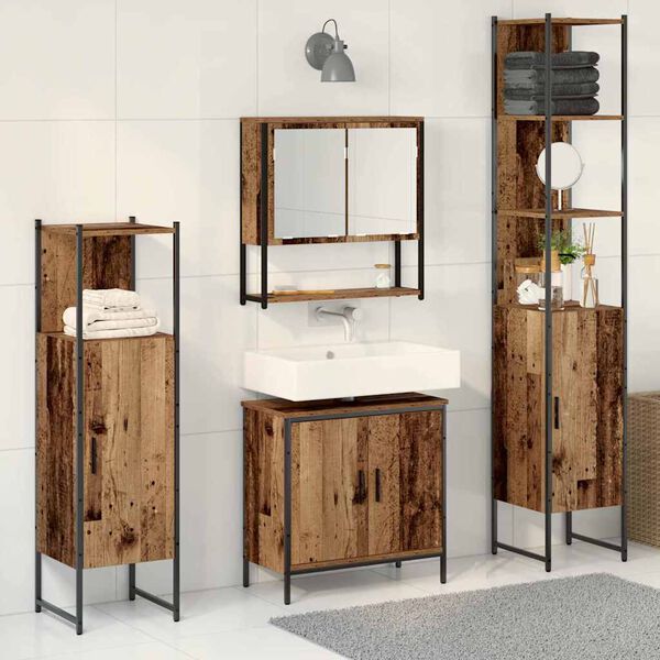 vidaXL Set di mobili per il bagno 4 pcs Marrone 33 x 33 x 185.5 cm