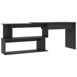 vidaXL Scrivania ad Angolo Grigia 200x50x76 cm in Legno Multistrato