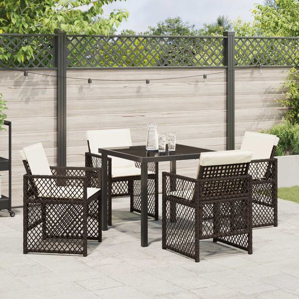 vidaXL Set da Pranzo per Giardino 5 pcs Marrone polyrattan