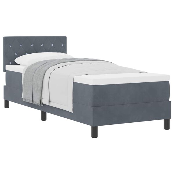 vidaXL Letto a molle con materasso Grigio scuro 80 x 200 cm Velluto