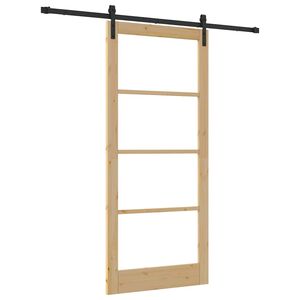 vidaXL Porta scorrevole ORKDAL Naturale e Nero 93 x 211 cm