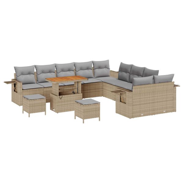 vidaXL Set Divano da Giardino con cuscino 13 pcs Beige polyrattan