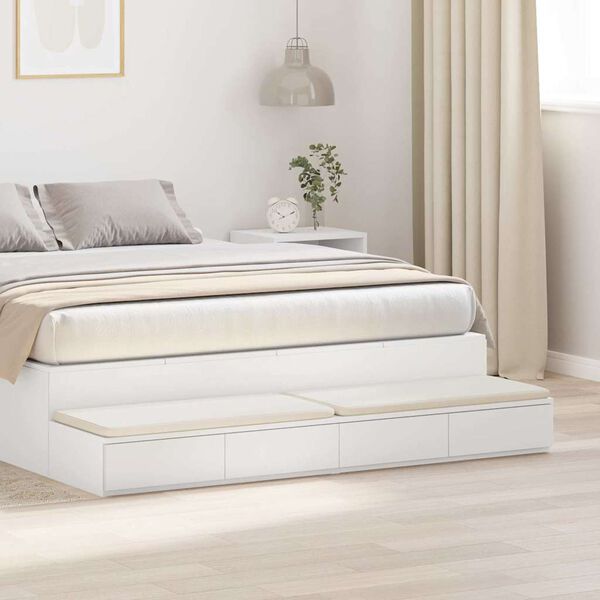 vidaXL Cassetti per letto con cassetto Bianco 150 x 36,5 x 16,5 cm