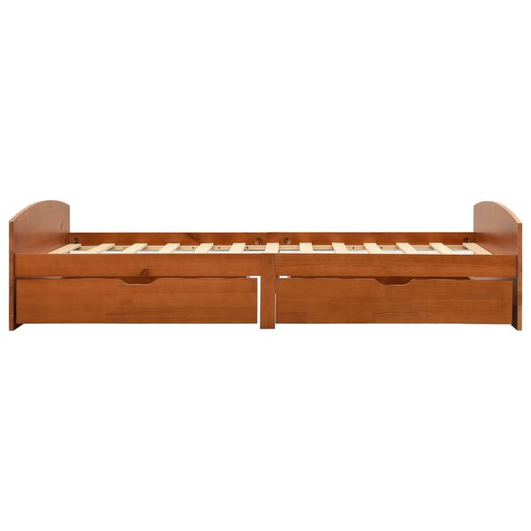 vidaXL Giroletto con 2 Cassetti Marrone Ambra Legno di Pino 90x200 cm