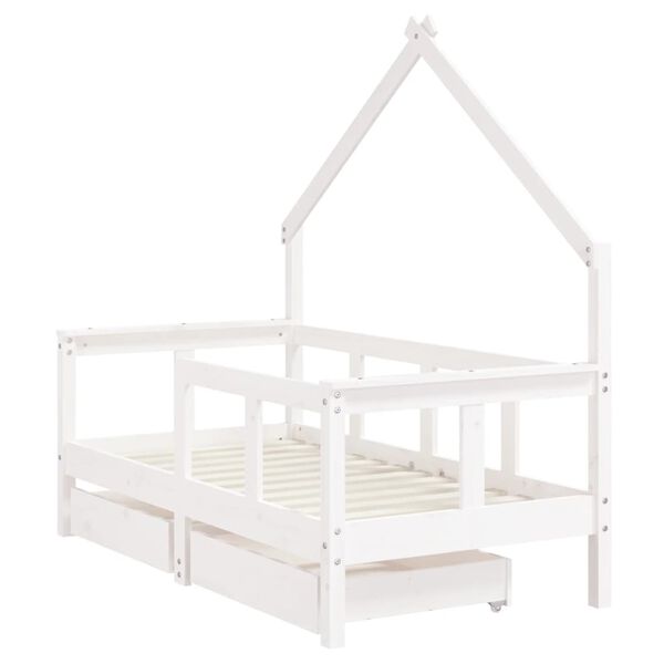 vidaXL Giroletto Bambini con Cassetti Bianco 70x140cm Massello di Pino