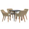 vidaXL Set da Pranzo per Giardino con cuscino 5 pcs Beige polyrattan