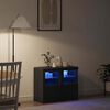 vidaXL Madia LED 2 pcs Rovere Nero 41 x 37 x 67 cm Legno multistrato