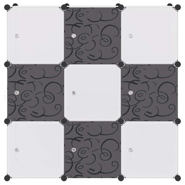 vidaXL Armadio Salvaspazio a Cubo con 9 Scomparti Bianco e Nero