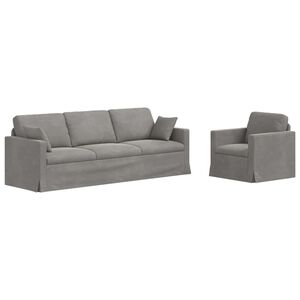 vidaXL Set di divani 2 pz Grigio chiaro Velluto