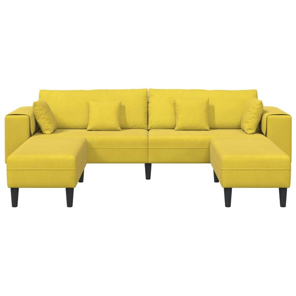 vidaXL Divano in Velluto con cuscino 3 pcs Giallo 208 cm Velluto