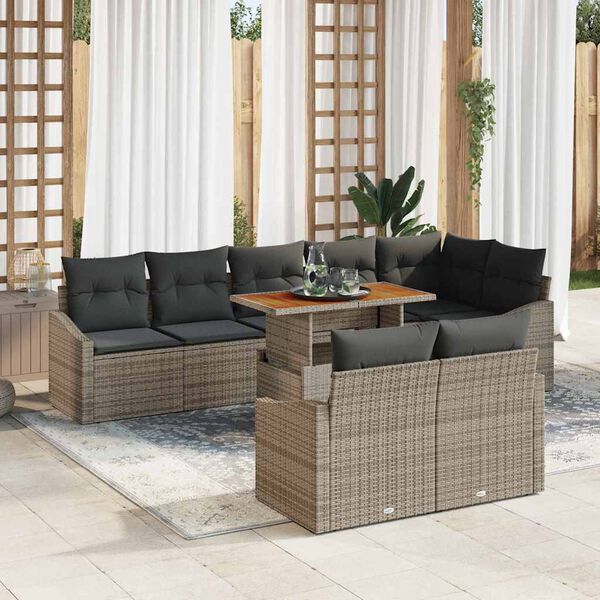 vidaXL Set Divano da Giardino 9 pcs Grigio Poly Rattan