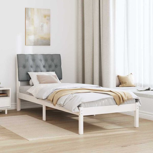 vidaXL Letto con Testiera Rivestita con testiera Bianco 75 x 190 cm