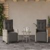 vidaXL Set da Bistr&ograve; 3 pz con Cuscini Grigio Chiaro in Polyrattan