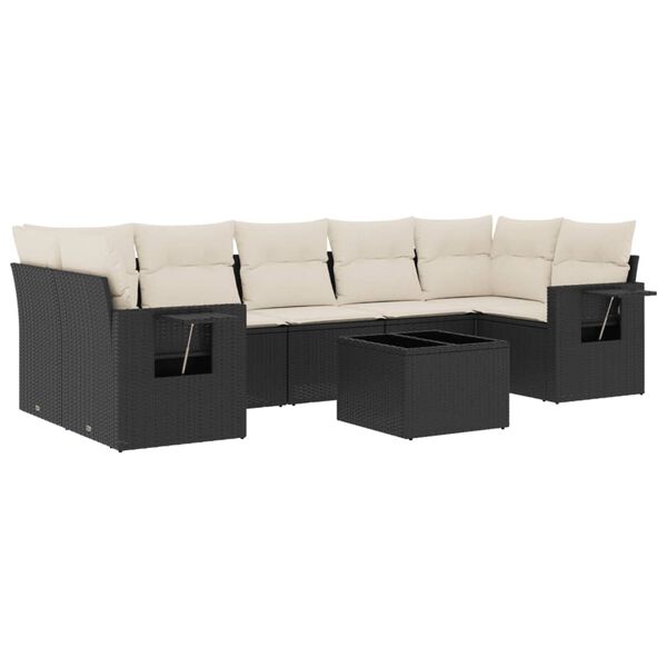 vidaXL Set Divani da Giardino con Cuscini 8 pz Nero in Polyrattan