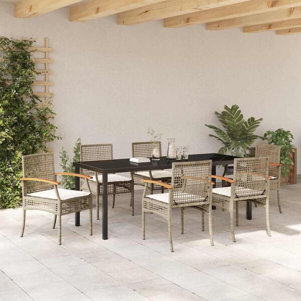 vidaXL Set da Pranzo per Giardino 7 pcs Beige polyrattan