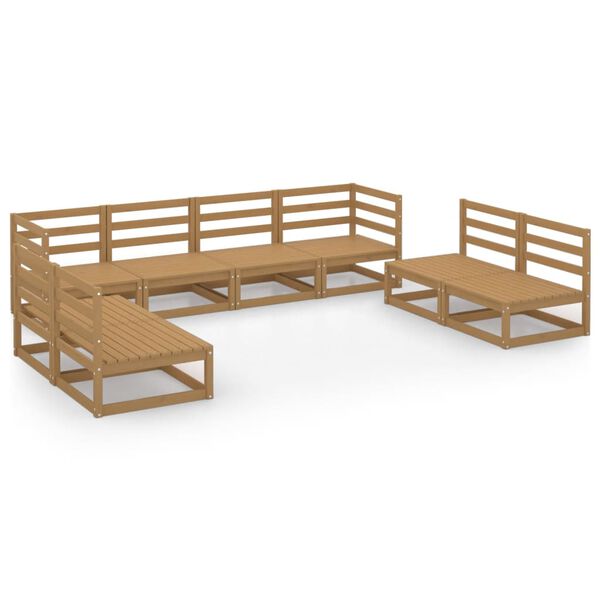vidaXL Set Salotto da Giardino 8pz Marrone Ambra Legno Massello Pino