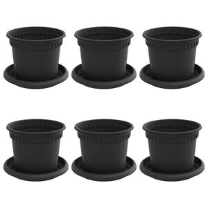 vidaXL Vasi per Piante 6 pcs Nero &Oslash; 12,5 x 10 cm Plastica
