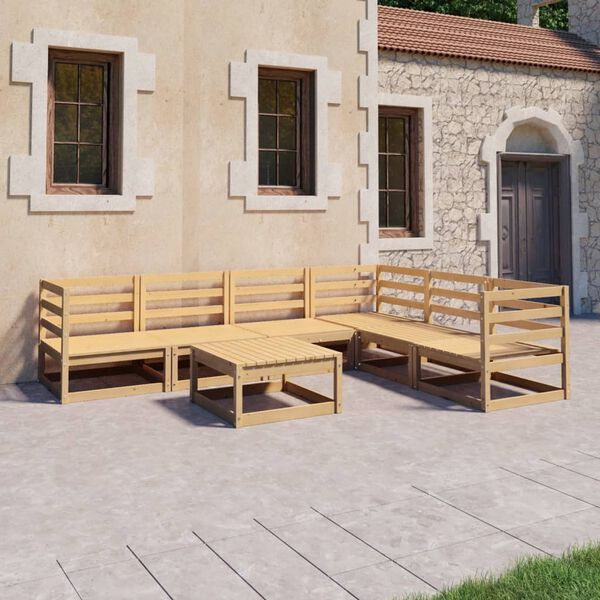 vidaXL Set Divani da Giardino 7 pz in Legno Massello di Pino