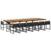 vidaXL Set da Pranzo da Giardino 13pz con Cuscini Nero in Polyrattan