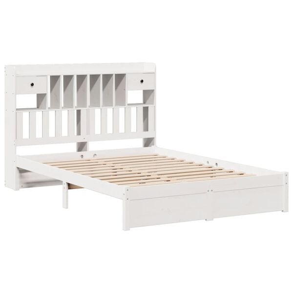 vidaXL Letto Libreria senza Materasso Bianco 140x190 cm Legno di Pino