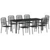 vidaXL Set da Pranzo per Giardino 9 pcs Nero