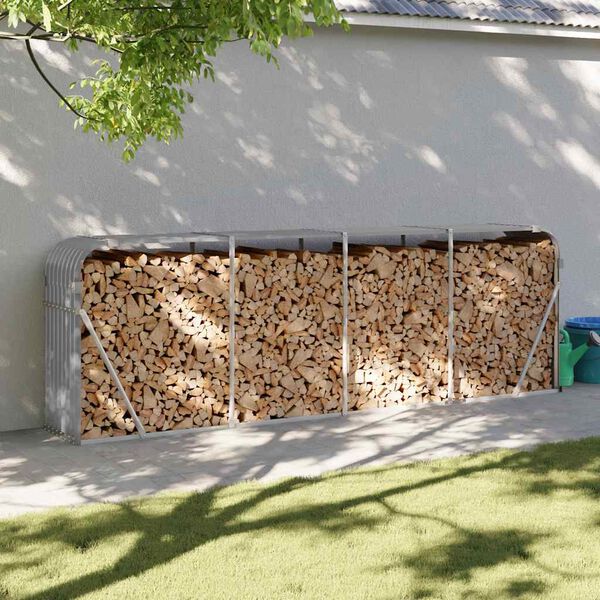 vidaXL Portalegna Grigio Chiaro 300x45x100 cm Acciaio Zincato