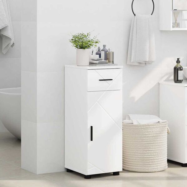 vidaXL Mobile da Bagno con cassetto Bianco Lucido 30 x 35 x 80 cm