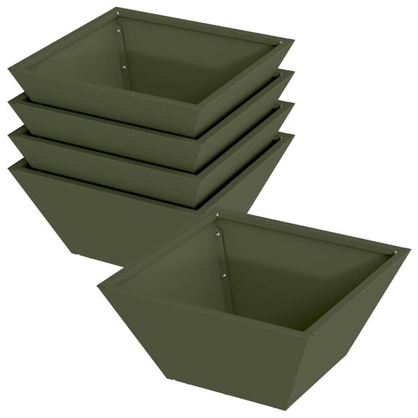 vidaXL Vaso da giardino 5 pcs Verde oliva 35 x 35 x 15 cm