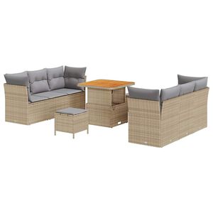 vidaXL Set Divano da Giardino 9 pcs Beige polyrattan