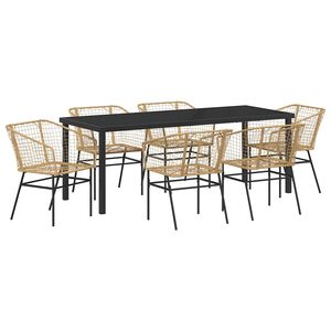 vidaXL Set da Pranzo per Giardino 7 pcs Marrone polyrattan