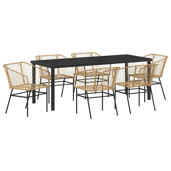 vidaXL Set da Pranzo per Giardino 7 pcs Marrone polyrattan