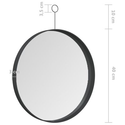 vidaXL Specchio Sospeso con Gancio Nero 40 cm