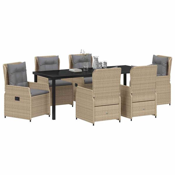 vidaXL Set da Pranzo per Giardino 7 pcs Beige e Grigio Chiaro