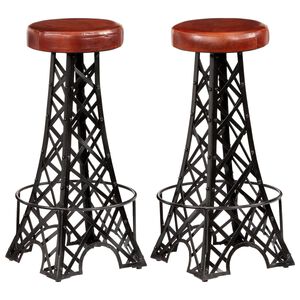 vidaXL Sgabelli da Bar 2 pz in Vera Pelle