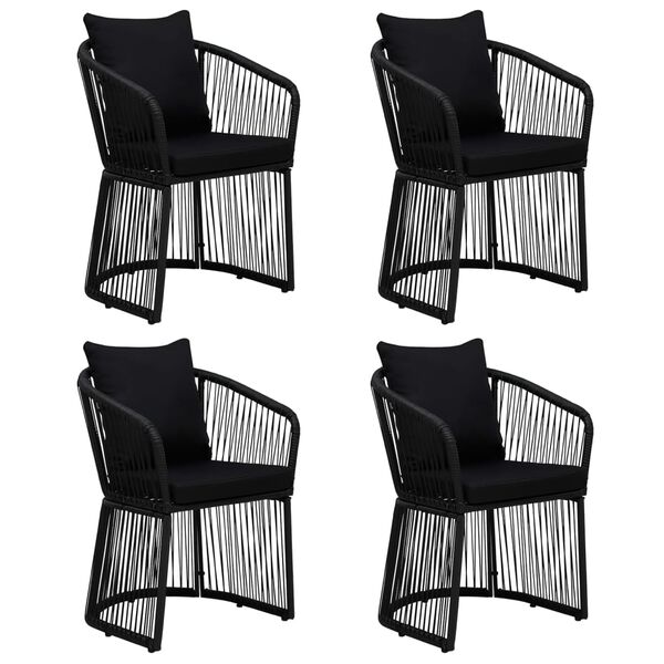 vidaXL Set da Pranzo da Giardino 5 pz Nero con Cuscini in Rattan PVC