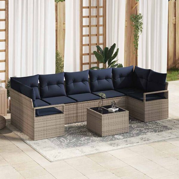 vidaXL Set di divani 8 pcs Grigio polyrattan