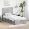 vidaXL Letto con Contenitore con testiera Grigio cemento 90 x 190 cm