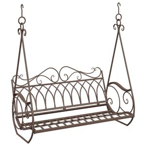 vidaXL Panchina a Dondolo Acciaio 112 x 60 x 126,5 cm Marrone Antico