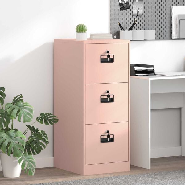 vidaXL Armadio per File con cassetto Rosa 44 x 50 x 106.5 cm