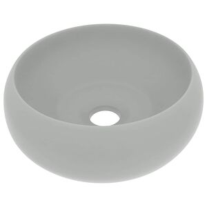 vidaXL Lavandino Lusso Rotondo Grigio Chiaro Opaco 40x15cm in Ceramica