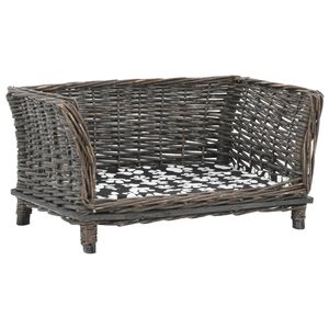 vidaXL Cesta per Cani con Cuscino Grigio 50x33x30 cm Salice Naturale