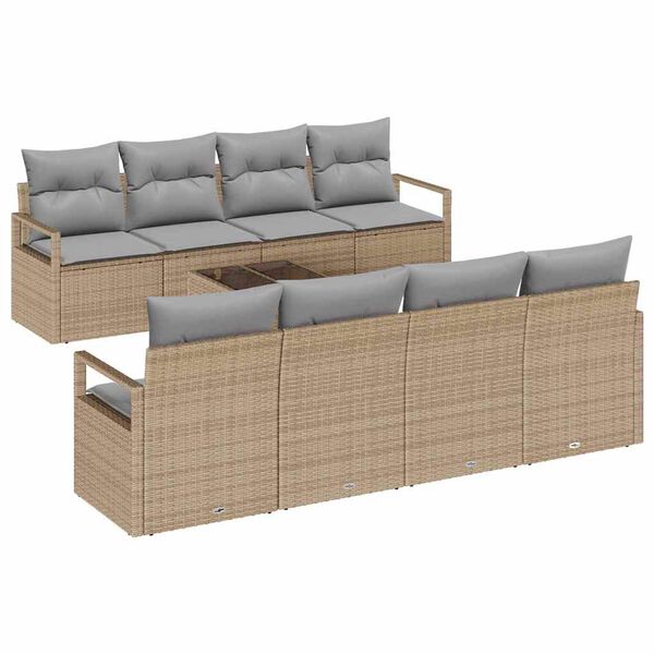 vidaXL Set di divani con cuscino 7 pcs Beige e grigio polyrattan