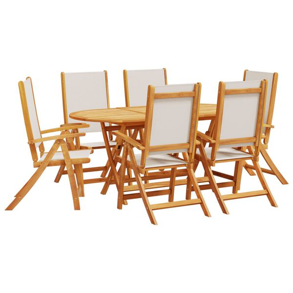 vidaXL Set Pranzo da Giardino 7pz Legno Massello di Acacia e Textilene